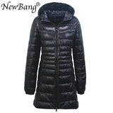 NewBang 8XL Ladies Long Warm Down Coat With Portable Storage Bag Women Ultra Light Down Jacket Women's Overcoats Hip-Length