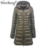 NewBang 8XL Ladies Long Warm Down Coat With Portable Storage Bag Women Ultra Light Down Jacket Women's Overcoats Hip-Length