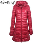 NewBang 8XL Ladies Long Warm Down Coat With Portable Storage Bag Women Ultra Light Down Jacket Women's Overcoats Hip-Length