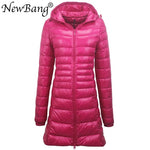 NewBang 8XL Ladies Long Warm Down Coat With Portable Storage Bag Women Ultra Light Down Jacket Women's Overcoats Hip-Length