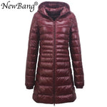 NewBang 8XL Ladies Long Warm Down Coat With Portable Storage Bag Women Ultra Light Down Jacket Women's Overcoats Hip-Length