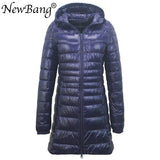 NewBang 8XL Ladies Long Warm Down Coat With Portable Storage Bag Women Ultra Light Down Jacket Women's Overcoats Hip-Length