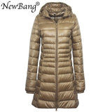 NewBang 8XL Ladies Long Warm Down Coat With Portable Storage Bag Women Ultra Light Down Jacket Women's Overcoats Hip-Length