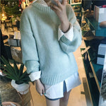 Aachoae Sweater Women 2020 Autumn Winter Solid O Neck Pullover Sweaters Korean Style Knitted Long Sleeve Jumpers Casual Tops