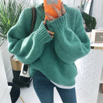 Aachoae Sweater Women 2020 Autumn Winter Solid O Neck Pullover Sweaters Korean Style Knitted Long Sleeve Jumpers Casual Tops