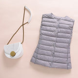 Ultralight Down Vest Women 2020 New Single-breasted Sleeveless Women Duck Down Waistcoat Puffy Padded Warm Vest Jacket