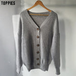 toppies 2020 winter white cardigan sweater womens single breasted knitted jacket coat fashion oversized sweater