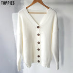 toppies 2020 winter white cardigan sweater womens single breasted knitted jacket coat fashion oversized sweater