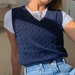 SUCHCUTE e girl Sweater Vest women jumper V Neck pullover Knitted Vests Women y2k Preppy Style Crop Top Autumn 2020 solid outfit