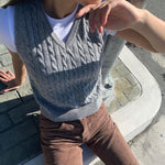 SUCHCUTE e girl Sweater Vest women jumper V Neck pullover Knitted Vests Women y2k Preppy Style Crop Top Autumn 2020 solid outfit