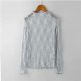 2020 New Transparent Korean Loose Women Lace Blouse 3 Colors Female Bottoming Blouses Plus Size Cheaper Tops