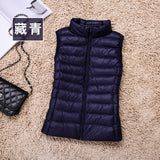 2020 New Women 90% White Duck Down Vest Women's Ultra Light Duck Down Vest Jacket Autumn Winter High collar Sleeveless Coat