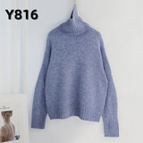 Aachoae Autumn Winter Women Knitted Turtleneck Cashmere Sweater 2020 Casual Basic Pullover Jumper Batwing Long Sleeve Loose Tops