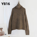 Aachoae Autumn Winter Women Knitted Turtleneck Cashmere Sweater 2020 Casual Basic Pullover Jumper Batwing Long Sleeve Loose Tops