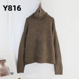 Aachoae Autumn Winter Women Knitted Turtleneck Cashmere Sweater 2020 Casual Basic Pullover Jumper Batwing Long Sleeve Loose Tops