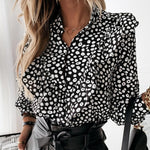 Ruffled Polka Dot Print Women's Blouses Autumn Single Breasted Long Sleeve Female Blouse 2020 Elegant Office Ladies Tops Clothes