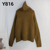 Aachoae Autumn Winter Women Knitted Turtleneck Cashmere Sweater 2020 Casual Basic Pullover Jumper Batwing Long Sleeve Loose Tops