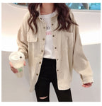 2019 New Fashion Woman Corduroy Jacket Solid Shirt Single Breasted Turn Down Collar Long Sleeve Pocket Button Feminina T90801J