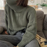 Women's  Knitted Turtleneck Sweater Oversize Pullover Long Sleeve Elegant Solid Warm Sweaters 2020 Winter Female Jumper Tops