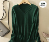 JVEII Women Sweater Knitted Female Long Sleeve V-neck Cashmere Sweater And Pullover Female Autumn Winter Slim Jumpers Casual