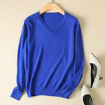 JVEII Women Sweater Knitted Female Long Sleeve V-neck Cashmere Sweater And Pullover Female Autumn Winter Slim Jumpers Casual